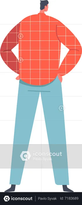 Male Wearing Casual Clothing Standing with Arms  Illustration