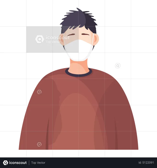 Male wearing facemask  Illustration