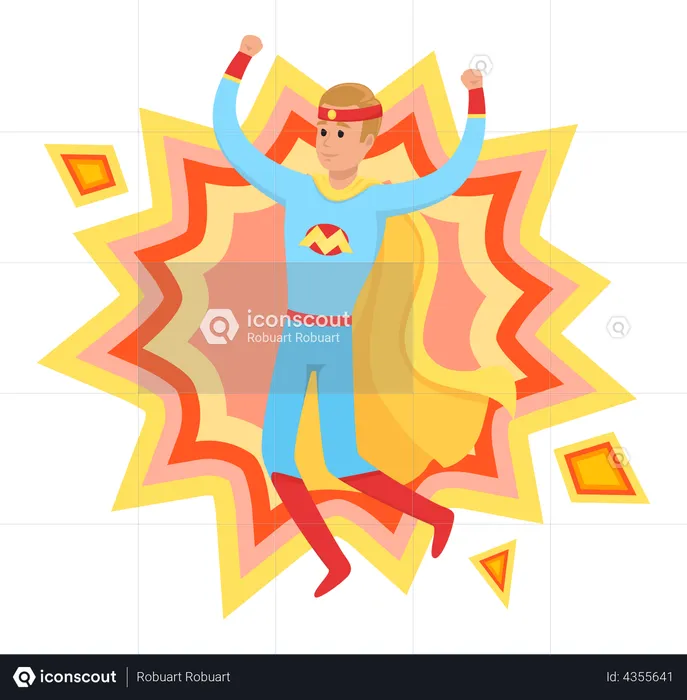 Male wearing super hero costume  Illustration