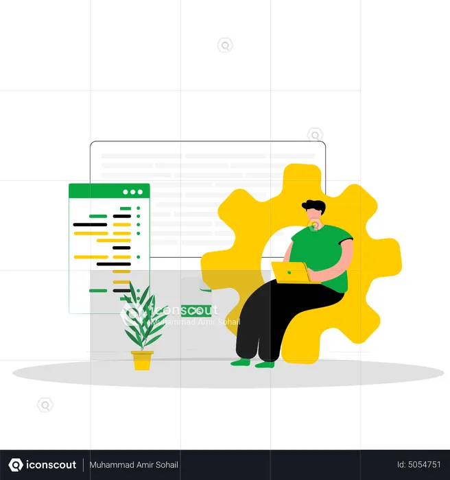 Male web developer work on website  Illustration