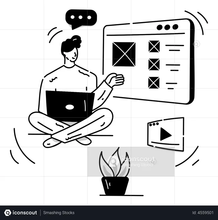 Male website UI designer  Illustration