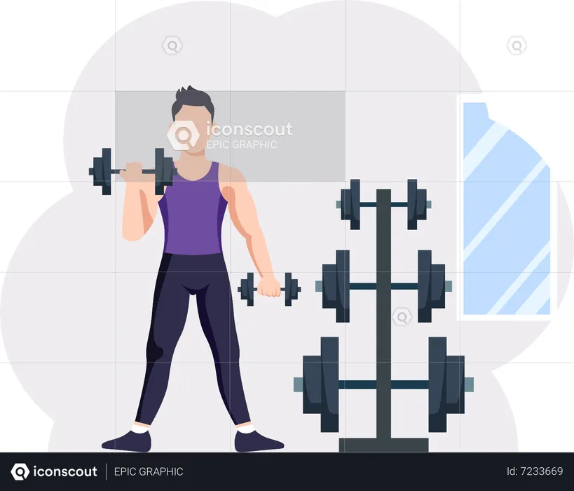 Male Weightlifter  Illustration