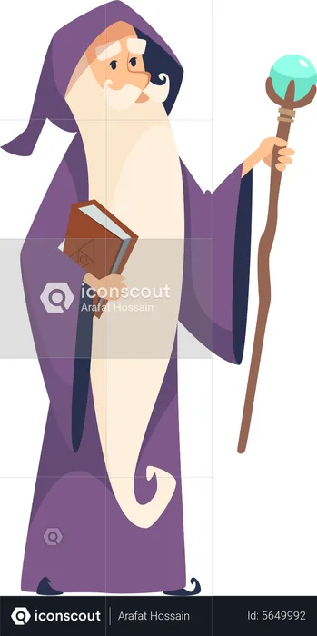 Male Witch Holding Book  Illustration