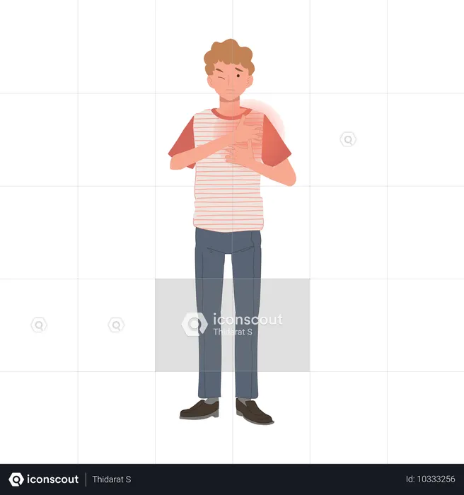 Male with Chest Pain Symptoms  Illustration