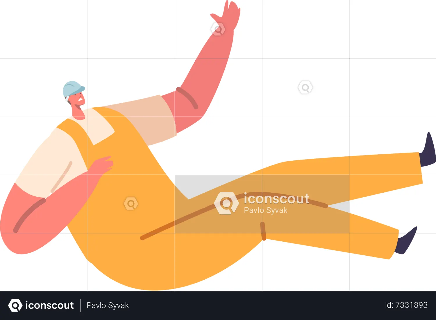 Best Male Worker Slips And Falls Illustration download in PNG & Vector