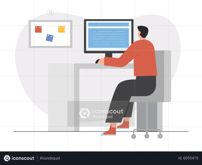 Male working at Workspace  Illustration