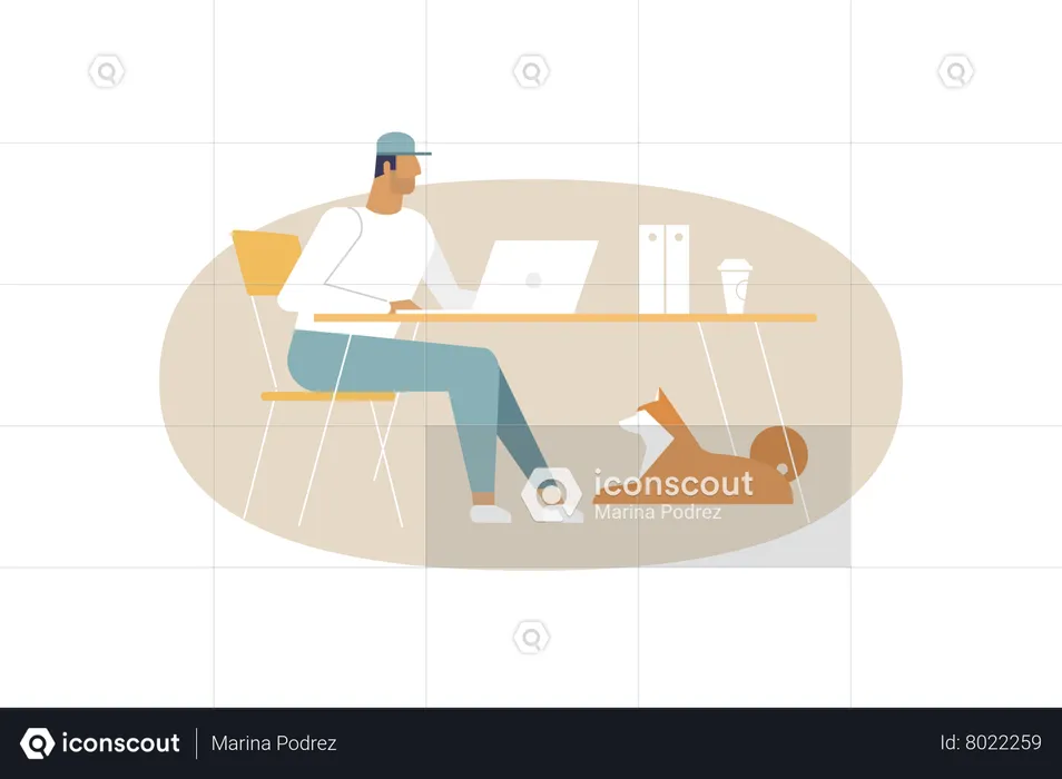 Male working in office  Illustration