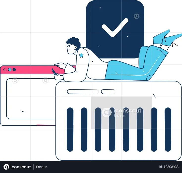 Male working on analysis chart  Illustration