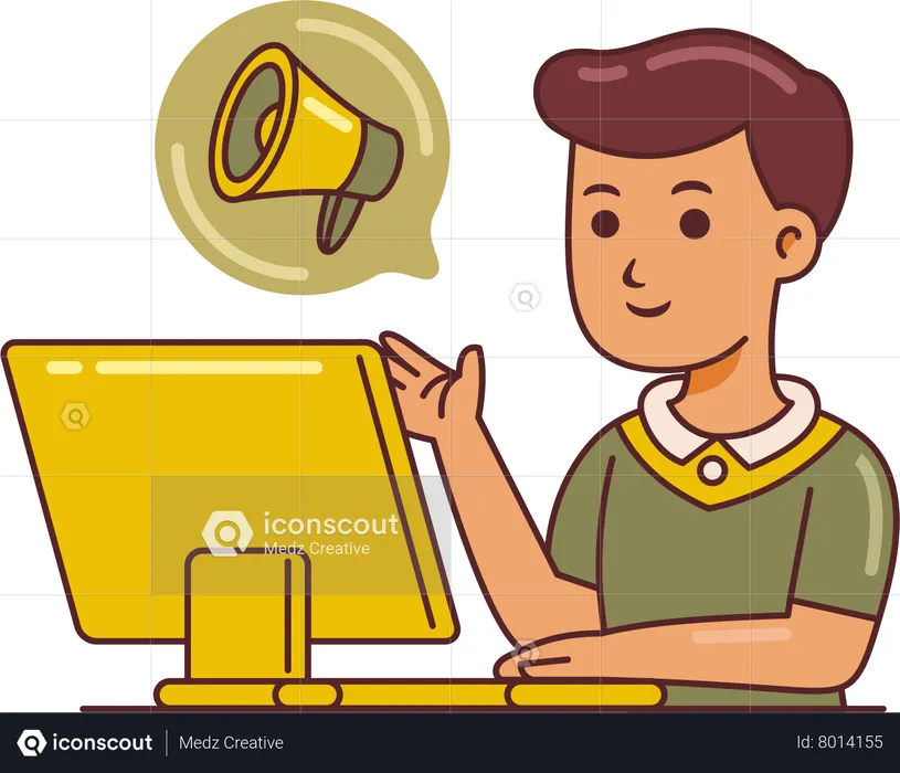 Male working on marketing  Illustration