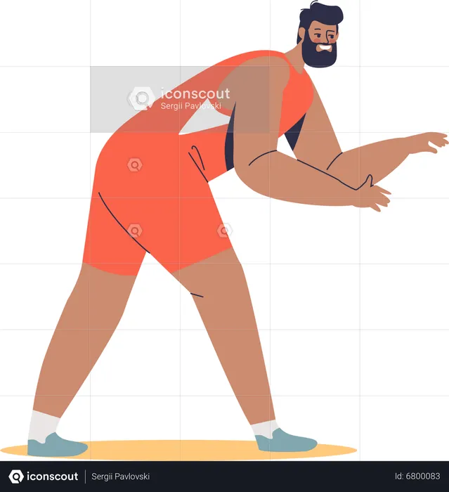 Male wrestler in costume for competition  Illustration