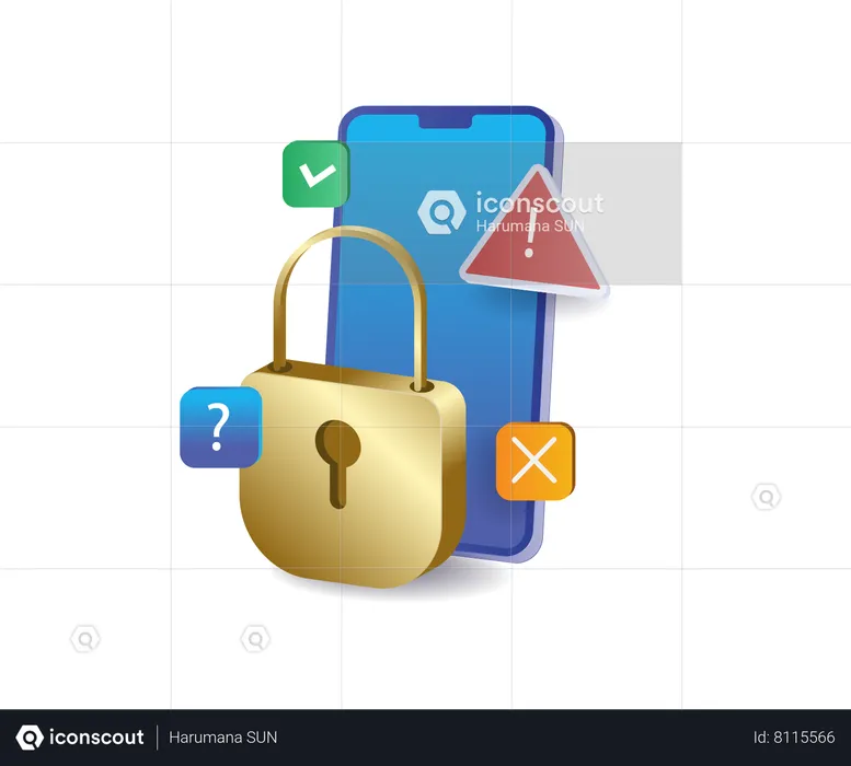 Malware smartphone app data security warning  Illustration