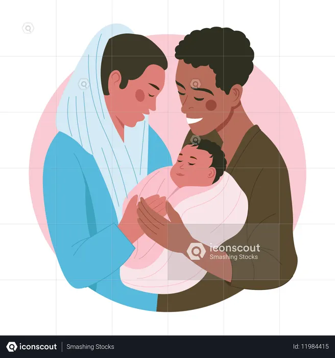 Mama Papa Liebe für das Baby  Illustration