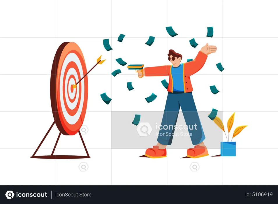 Man achieve marketing target  Illustration