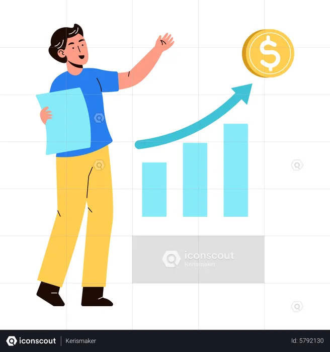 Man achieved financial growth  Illustration