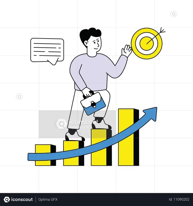 Man Achieving Business Target  Illustration