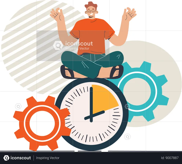 Man adapt time management  Illustration