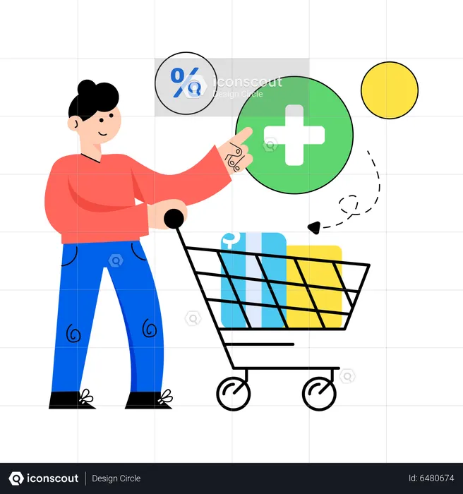 Man add product to cart  Illustration