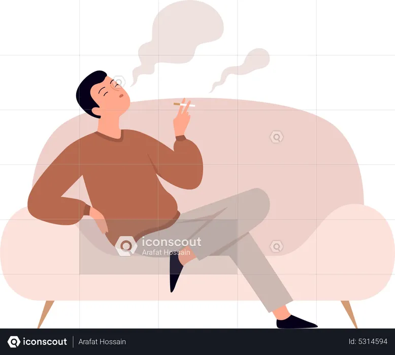 Man addicted to smoking  Illustration