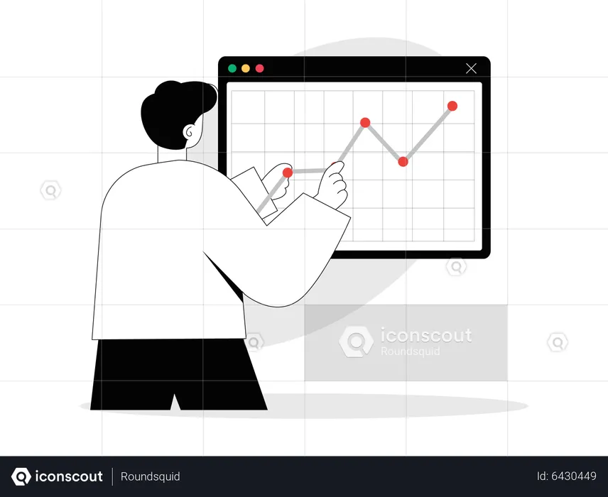 Man adjusting chart while trading  Illustration
