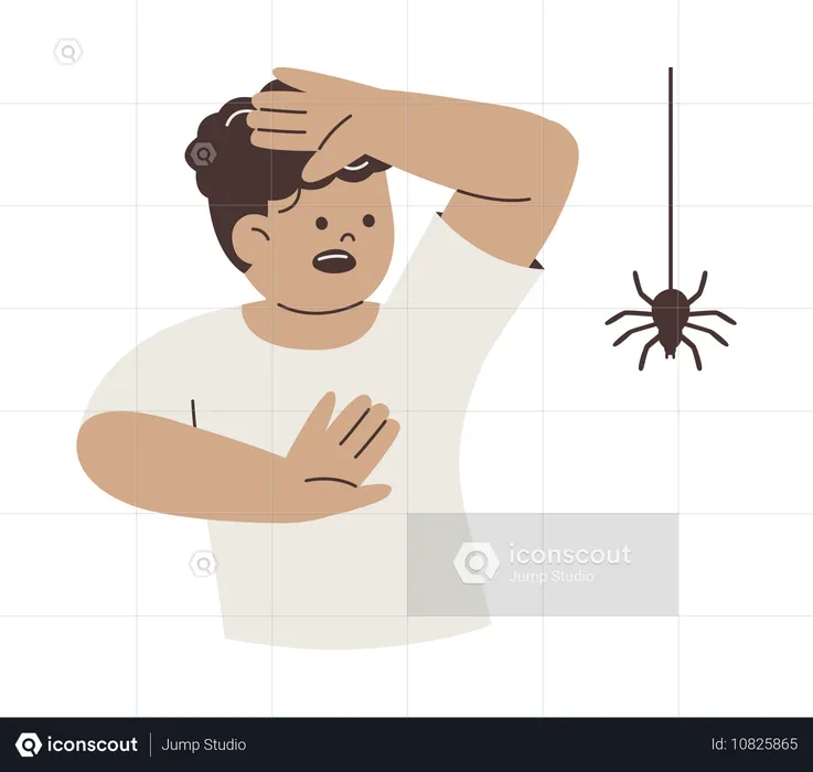 Man Afraid of Spider  Illustration