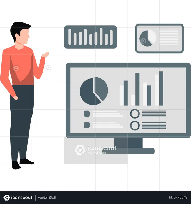 Man already done his statistics assignment  Illustration