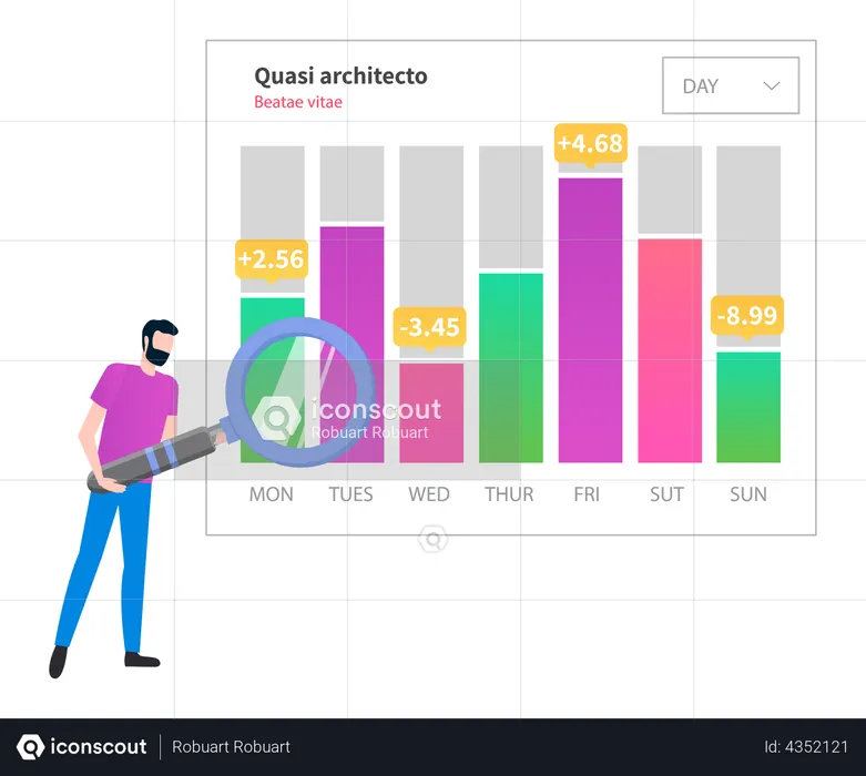 Man analyses digital report  Illustration