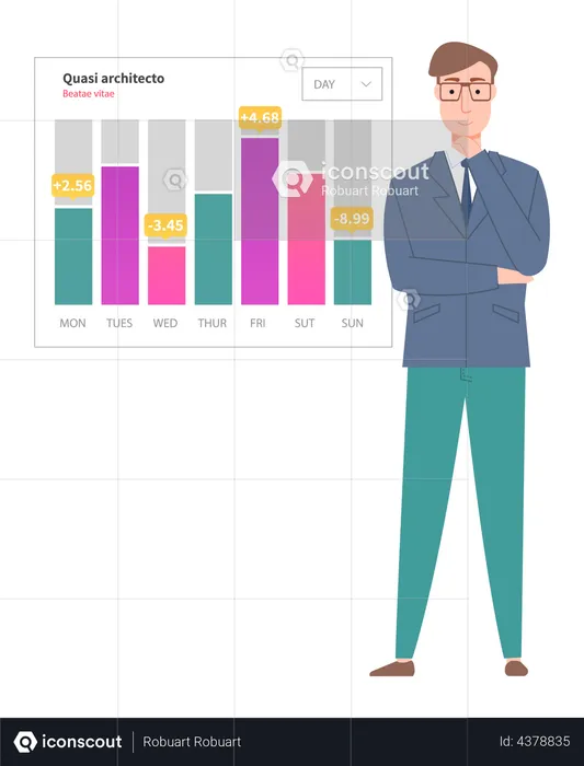 Man analysis digital report with data  Illustration