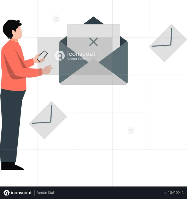 Man analysis email document  Illustration