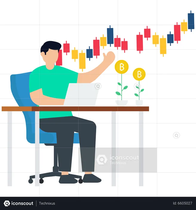 Man analysis on Crypto Investment  Illustration