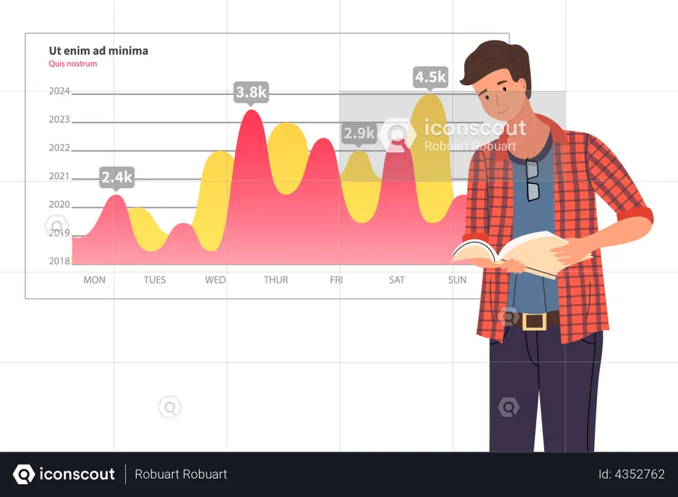 Man analysis SEO dashboard  Illustration