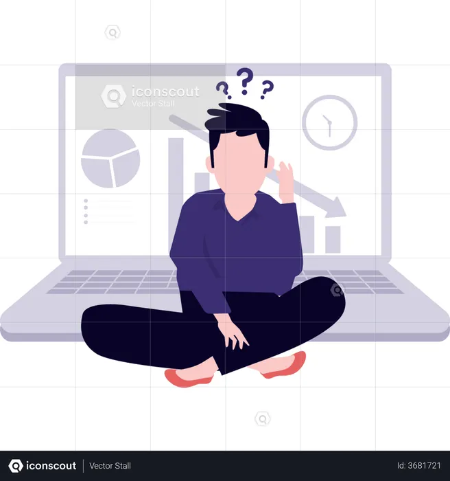 Man analyze business loss  Illustration