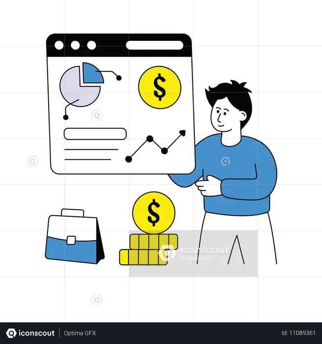 Man Analyze Business Profit  Illustration