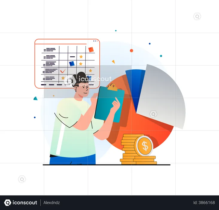 Man analyzing budget  Illustration