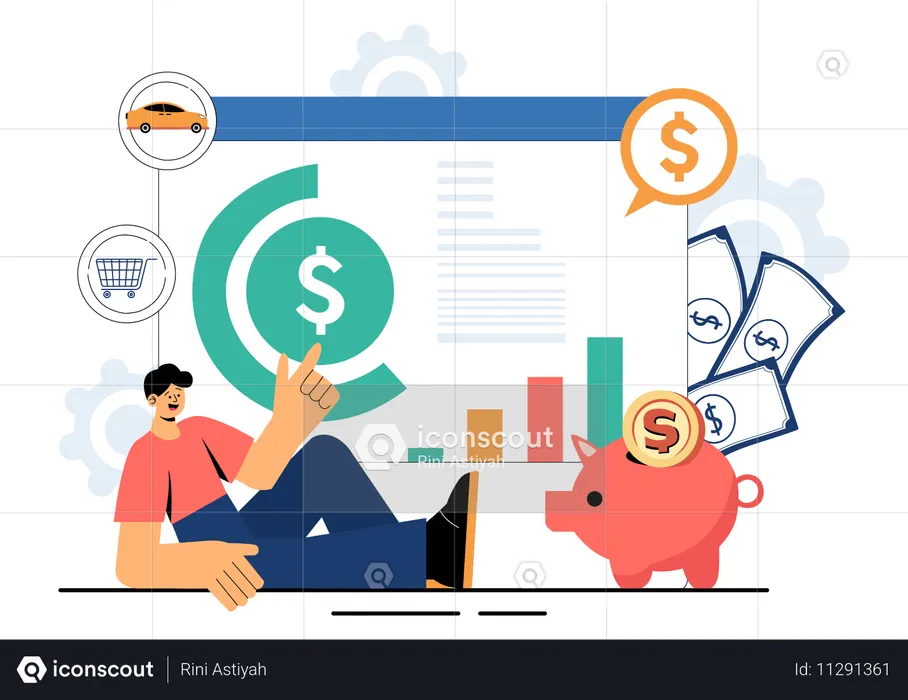 Man Analyzing Budget Report  Illustration