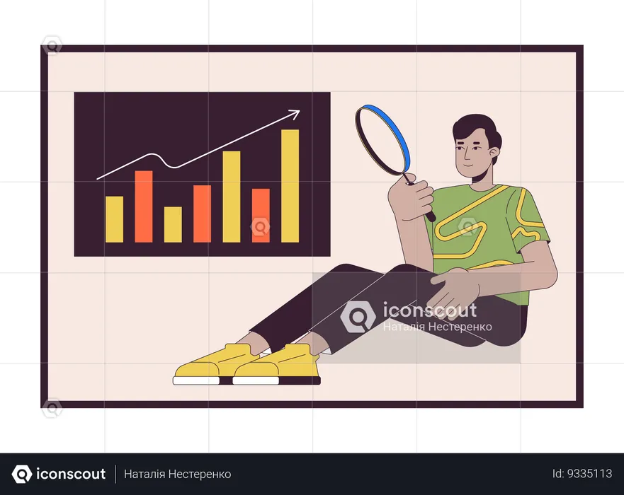 Man analyzing business data  Illustration
