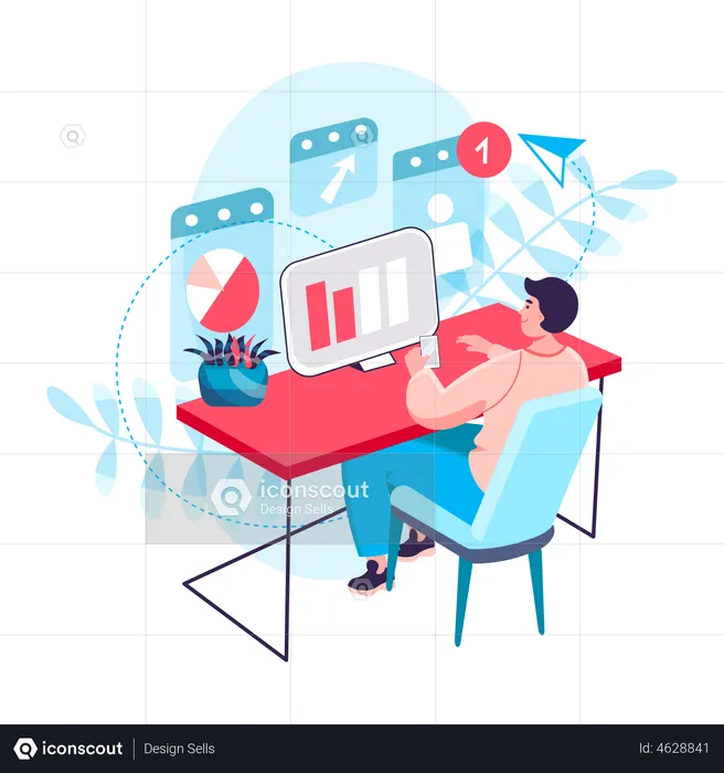 Man analyzing business data  Illustration