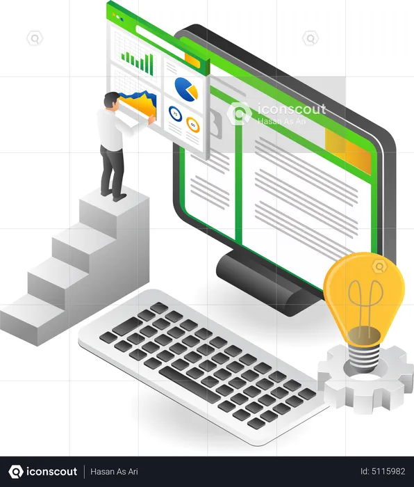 Man analyzing computer data  Illustration