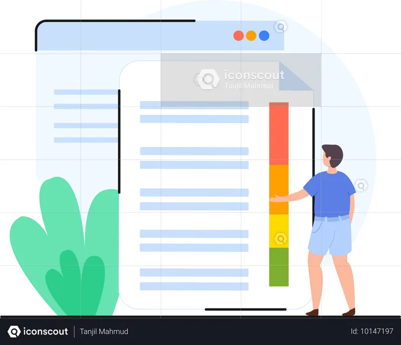 Man Analyzing Credit Score  Illustration