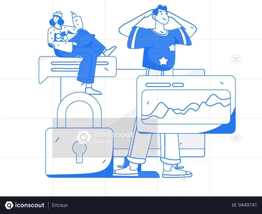 Man analyzing data security  Illustration