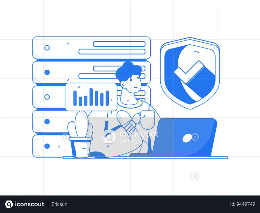 Man analyzing data security  Illustration