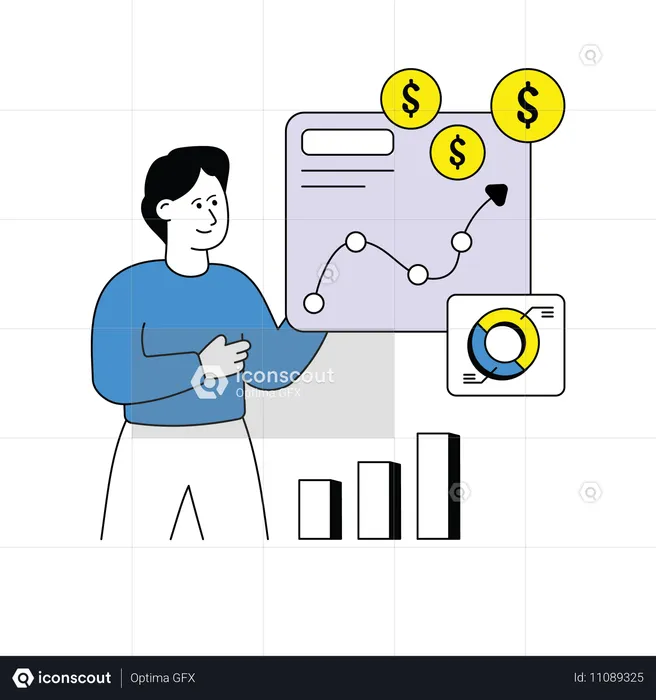 Man Analyzing Sales Growth  Illustration