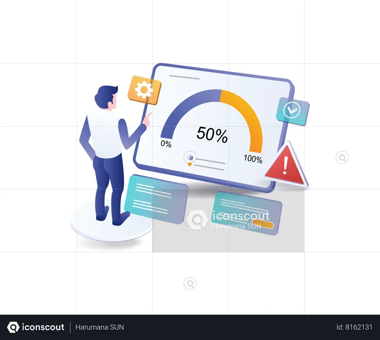 Man analyzing seo growth data  Illustration