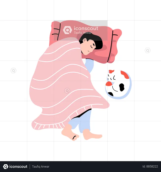 Man and cat Sleeping  Illustration