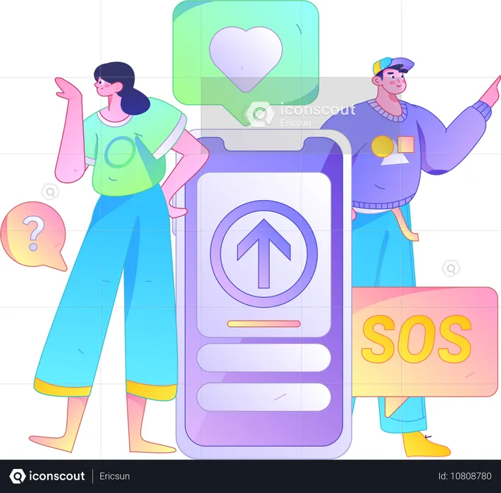 Man and girl doing sos chatting  Illustration