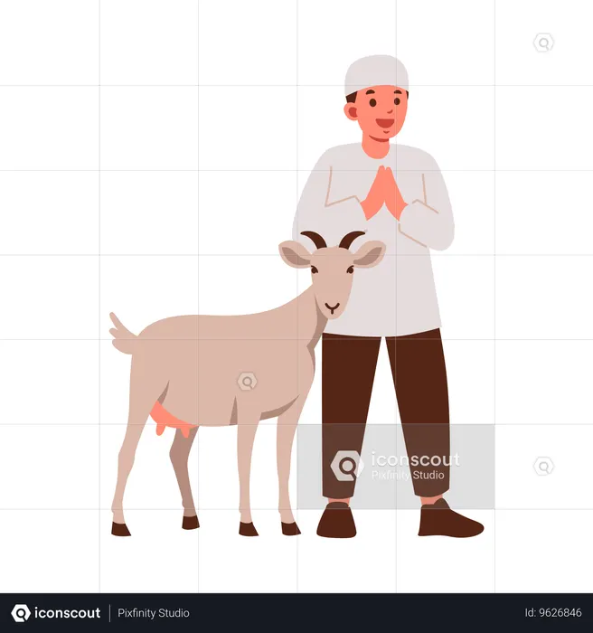 Man and Goat  Illustration