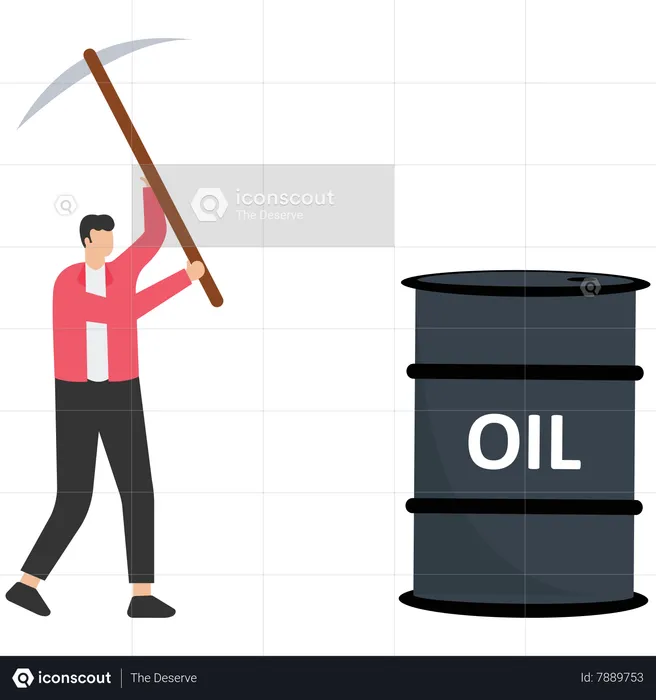 Man and oil drum  Illustration