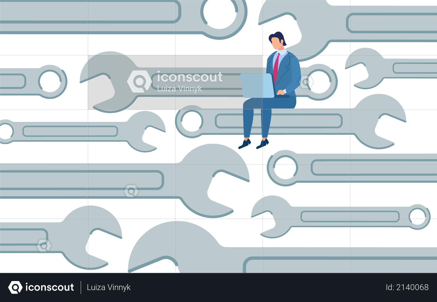 Man and Repair Work Illustration