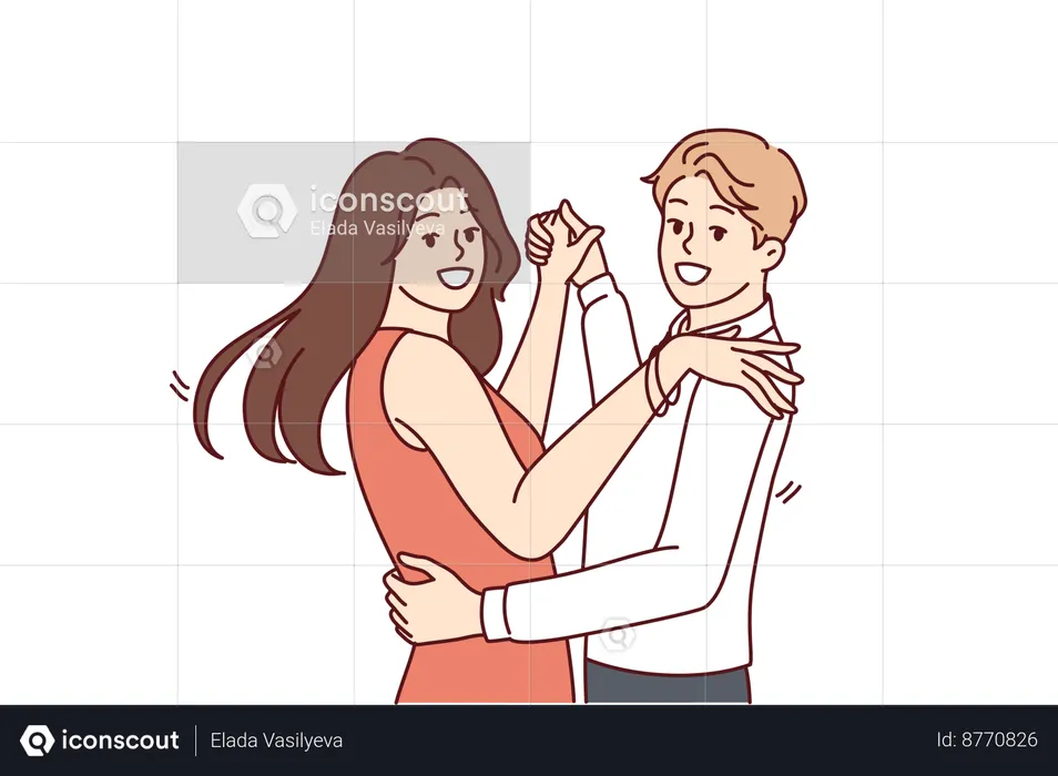 Man and woman are dancing in party  Illustration