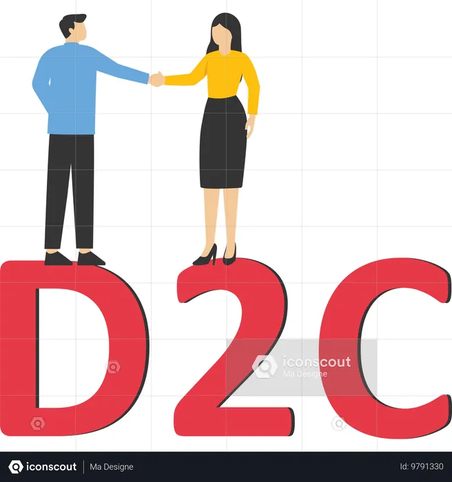 남녀 Buildup 성공적인 D2C 스타트업  일러스트레이션