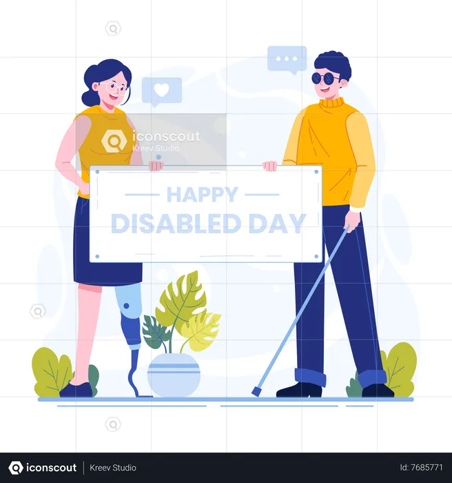 Man and woman commemorating disability day  Illustration